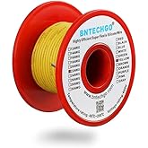 BNTECHGO 22 Gauge Silicone Wire Spool 50 ft Yellow Flexible 22 AWG Stranded Tinned Copper Wire