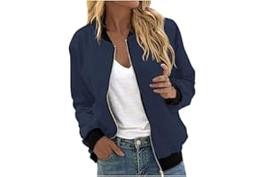 AAZJSS Women's Casual Floral Zip Up Bomber Jacket Spring Long Sleeve Coat Stand Collar Lightweight Short Outwear Tops