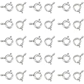 UNICRAFTALE 30pcs Spring Ring Clasps 6mm Stainless Steel Spring Clasps Round Clasps for Necklaces Bracelet Close Ring Clasps Smooth Surface Clasp Connector Findings for DIY Jewelry Making