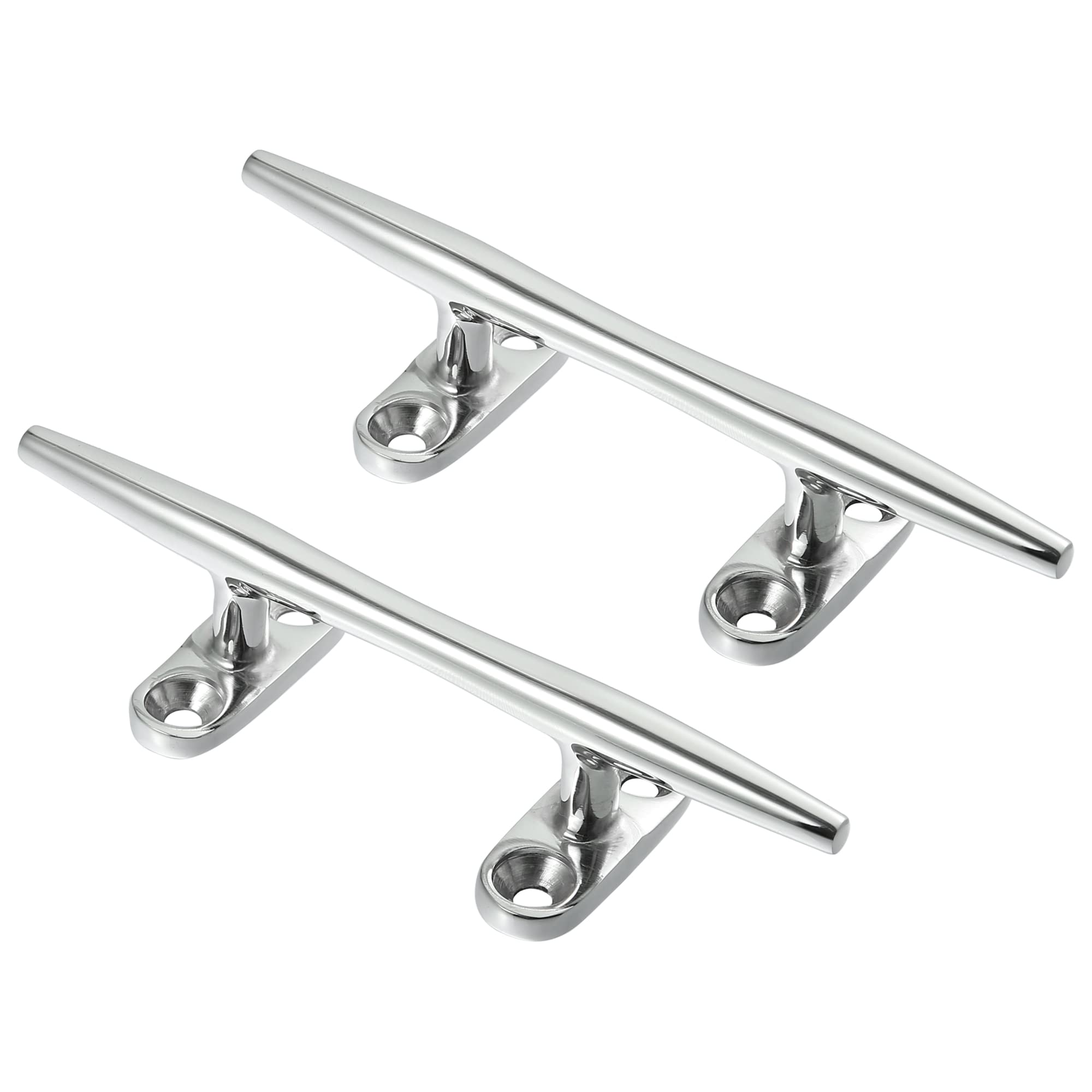 X AUTOHAUX 2pcs 5 Inch Stainless Steel Flagpole Cleat Hook Boat Deck Rope Cleat