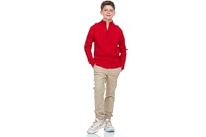 Sezzit Boys Quarter Zip Cable Knit Sweater – Classic Warm Pullover for Kids. Black, Navy, Red