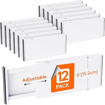 Lifewit 12 Pack Drawer Dividers 6 High Adjustable 13.5-22 Inches