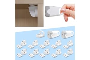 MYDHALL Child Magnetic Cabinet Locks (10 Locks and 2 Keys) -Baby Proofing Cabinet Latch Locks with Lighting Function, Fit Most Cabinets and Drawers (10+2)