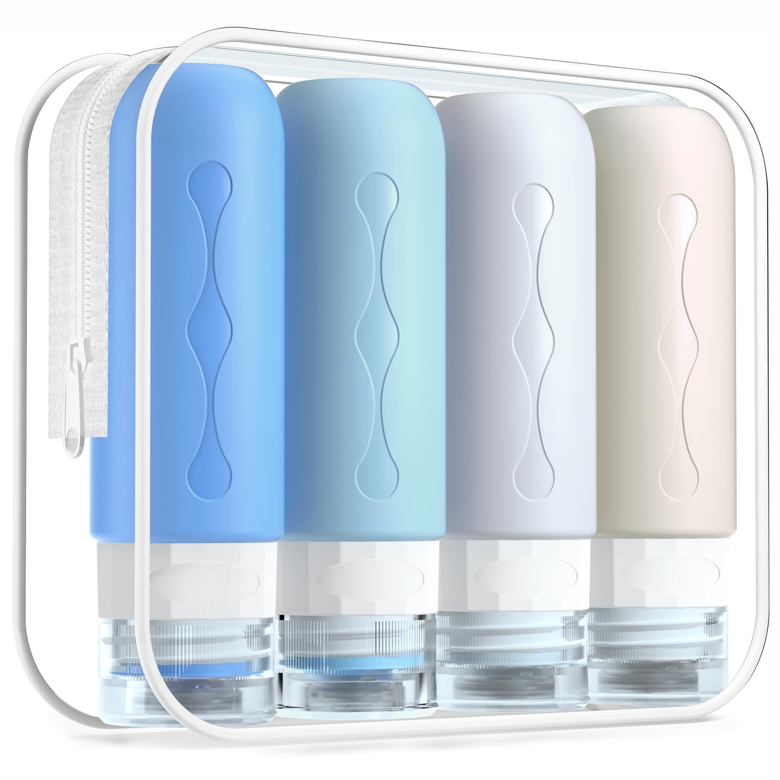 Gemice Silicone Travel Bottle, 4 Pack Portable Travel Containers Set LeakProof Refillable Squeezable for Lotion Liquid Shampoos, Soap and Toiletries (90ml) — image 1