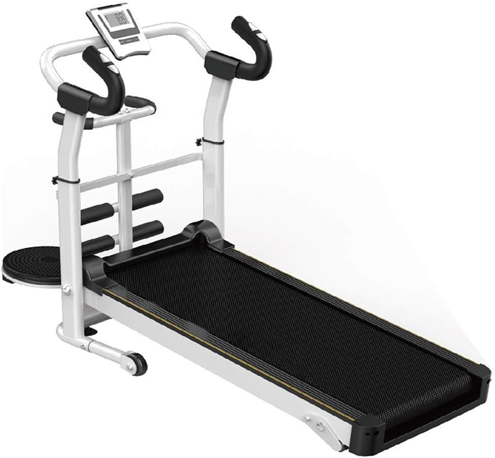 YAzNdom Walking Running Machine Mechanical Treadmill Folding Space Saver Fitness Running Machine Walking Running Fitness for Home Apartment Running (Color : White, Size : 120x115x52cm)