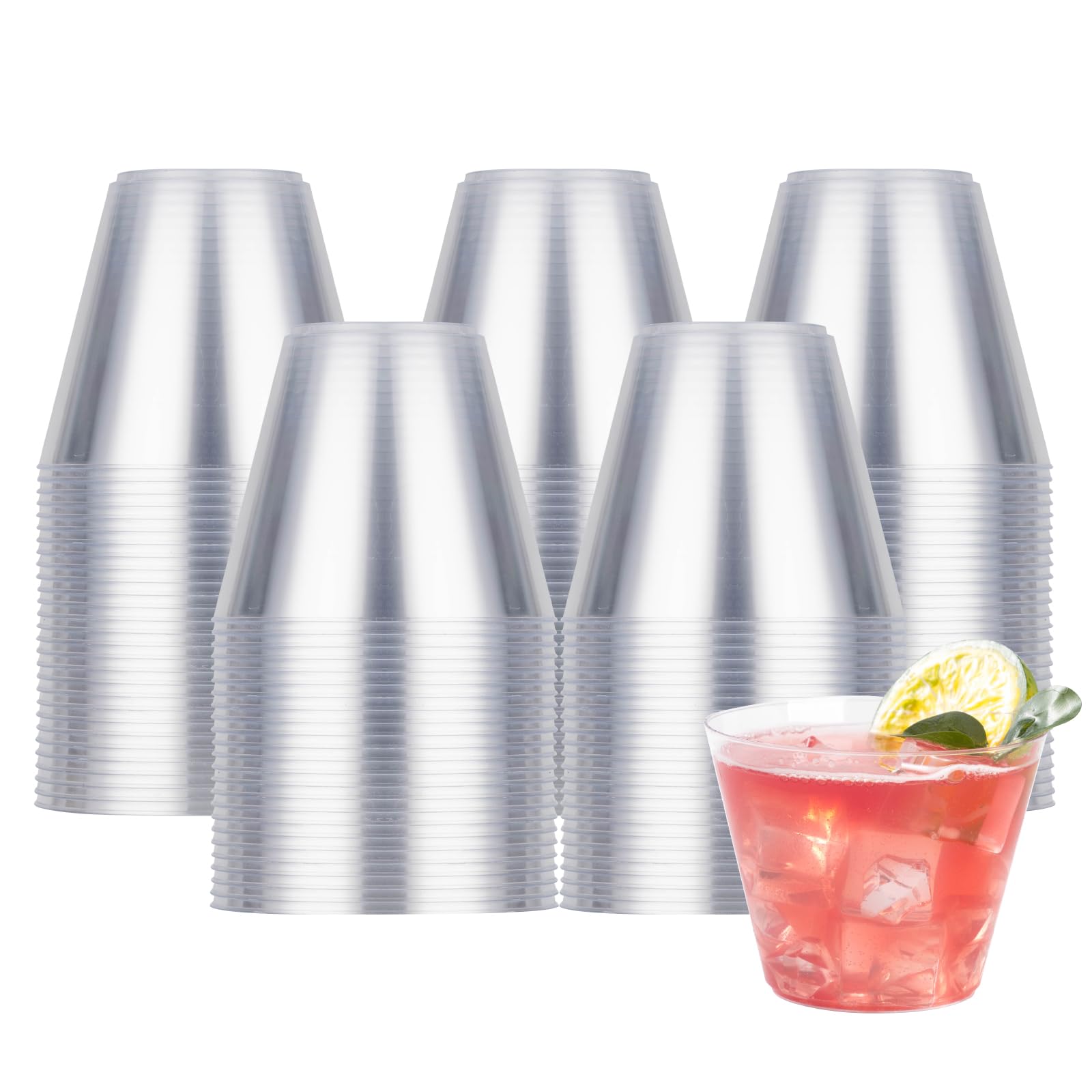 Photo 1 of Goodluck 100PCS 9oz Clear Plastic Cups for Party, Disposable Clear Cups, Plastic Cocktail Glasses for Wedding Thanksgiving, Christmas, and