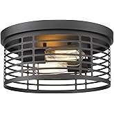 Zeyu 2-Light Flush Mount Ceiling Light, 12.5 Inch Farmhouse Ceiling Light Fixture in Black Finish, ZG34F BK