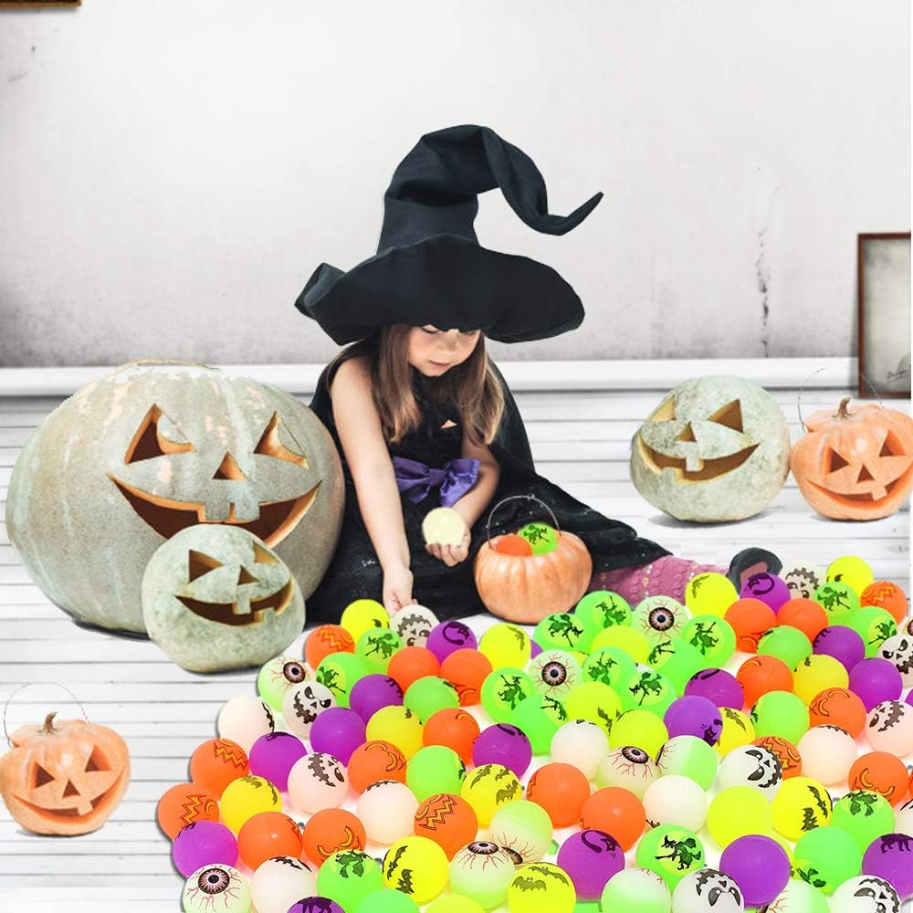 Atonofun 72 Pieces Halloween Bouncing Balls 1.25‘‘, Glow in The Dark Bouncy Balls with 6 Halloween Theme Designs, Halloween Bouncing Toys Balls for Trick or Treating Goodie, Classroom Giveaways, Halloween Party Favor Supplies: Toys & Games
