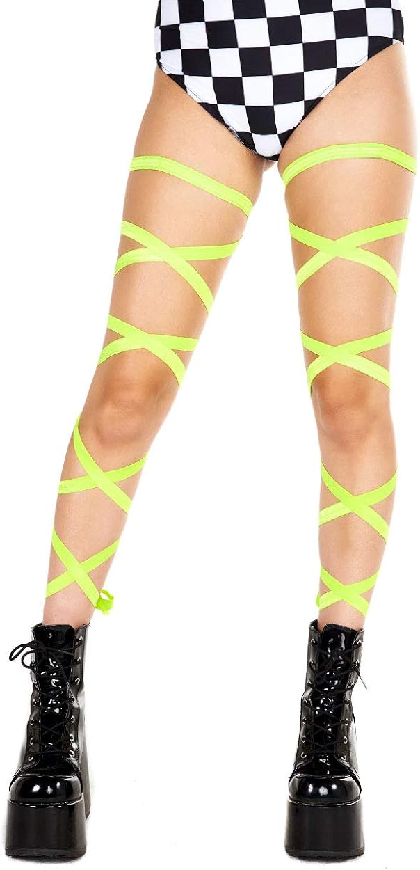 iHeartRaves Pair of Non-Slip Leg Wraps for Festivals, Costumes, Club(Black): Adult Exotic Hosiery: Clothing
