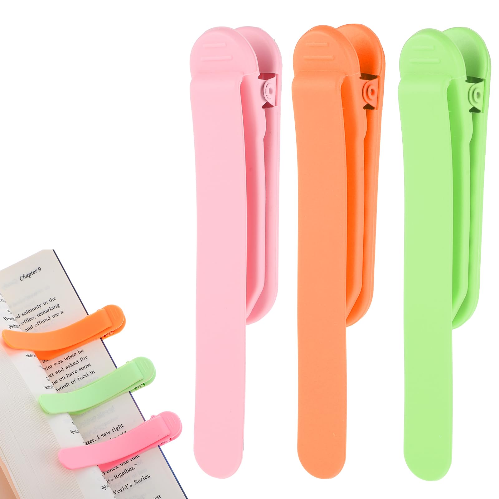 Andibro 3Pcs Smart Silicone Bookmarks, Unique and Creative Silicone Duckbill Bookmark Clip, A Perfect Gift for Women and Book Lovers(Green+Pink+Orange)