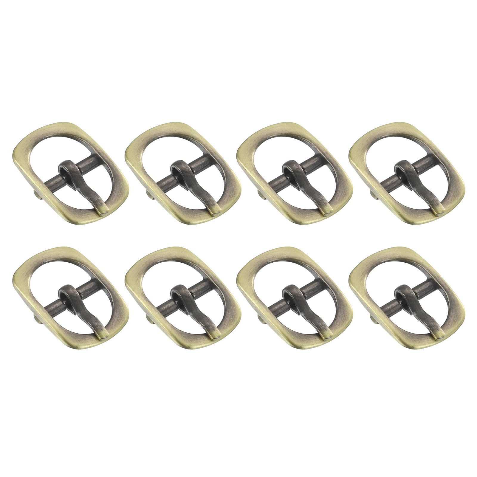 Uxcell 8Pcs 0.47" Metal Roller Buckle, Single Prong Belt Buckle Oval Center Bar Buckles for Leather Craft Accessories, Brush Bronze