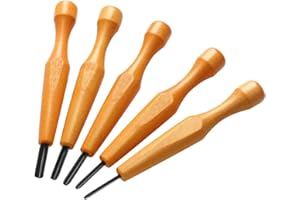 Jalzdieod 5 Pcs Carving Tools Set - Triangular Linoleum & Wood Carving Knifes Chisel V Shaped Tools for Linocut Printmaking