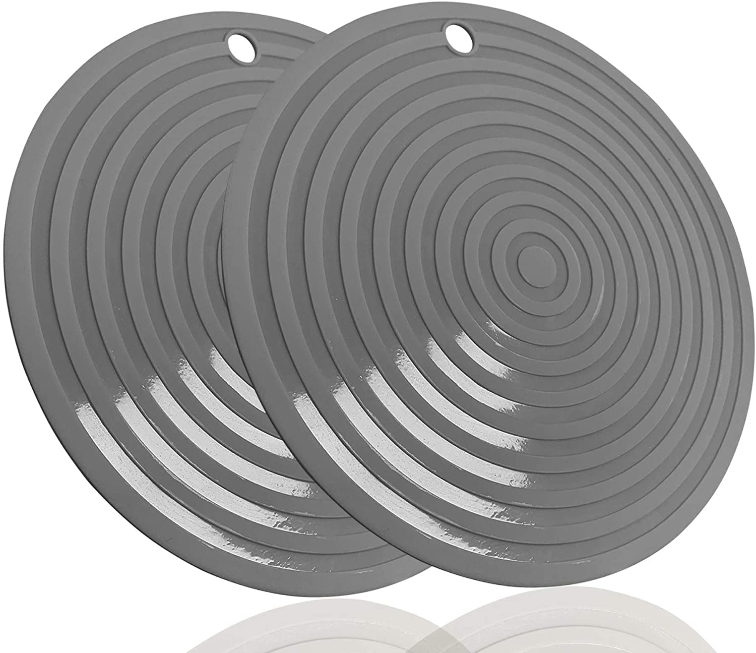 2 Pack,Silicone Trivet Mats/Hot Pads,Pot Holder,9.45"Diameter Non Slip Flexible Durable Heat Resistant Pot Coaster Kitchen Table Mats (Round Coffee) — image 1