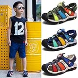 DADAWEN Boy's Girl's Summer Velcro Strap Bump Toe Sandal (Toddler/Little Kid/Big Kid)