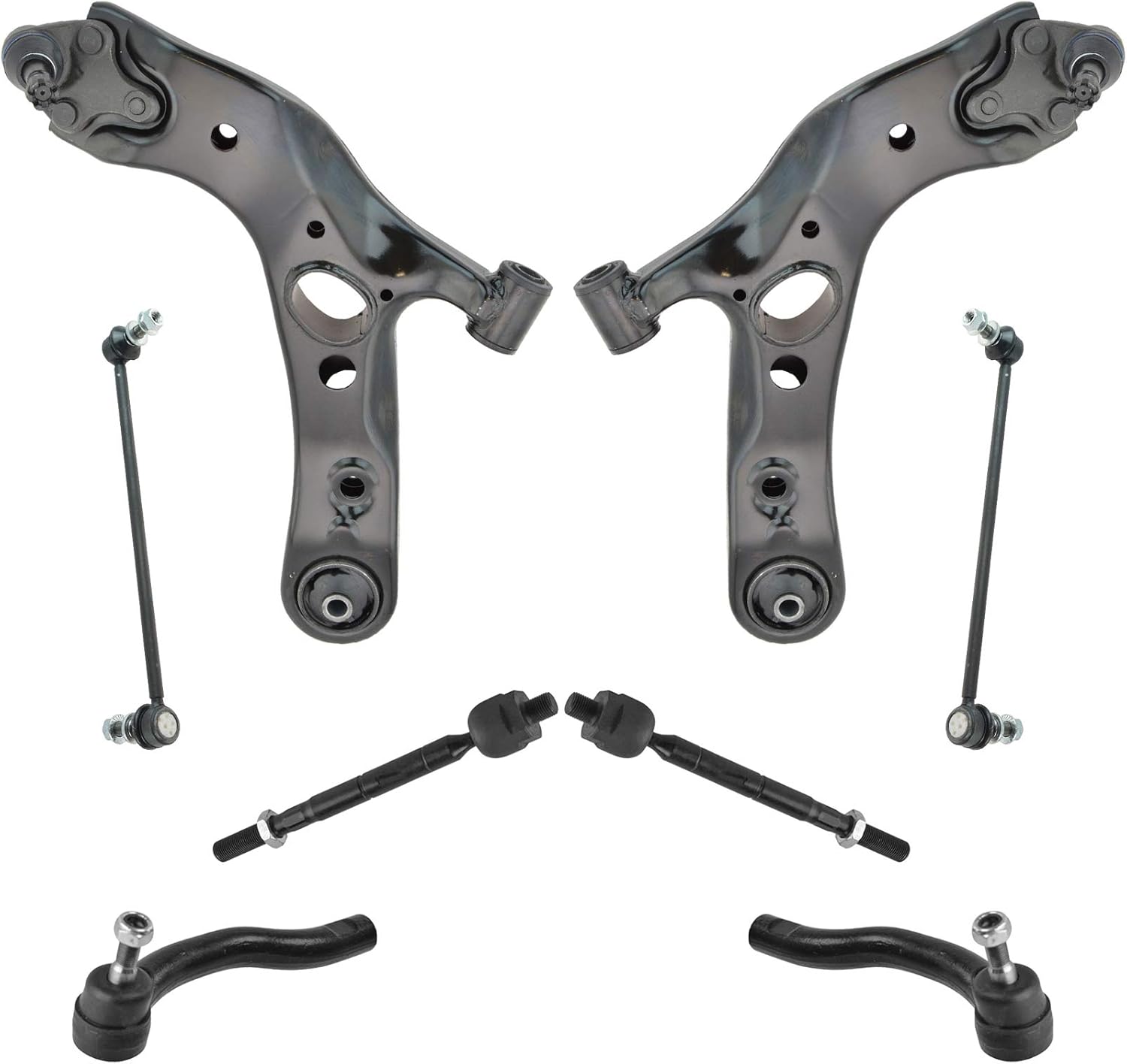 8 Piece Kit Tie Rod Control Arm Ball Joint Sway Bar Link LH