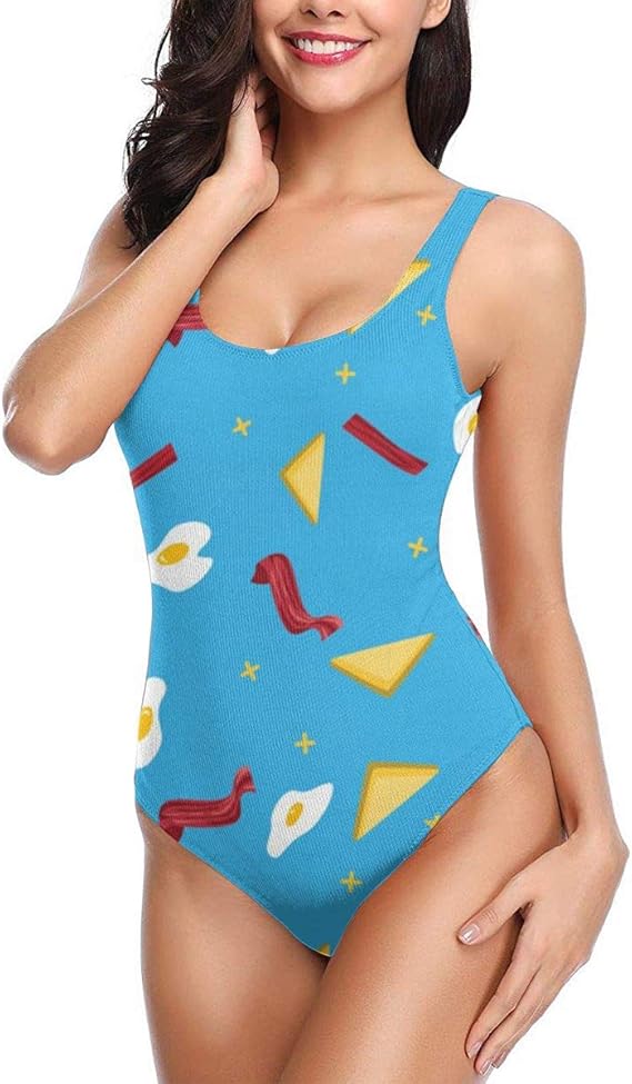 Amazon Co Jp ベーコンと卵のパターン ワンピース 水着 レディース ビキニ おしゃれ セクシー スリムフィット 人気 競泳水着 服 ファッション小物
