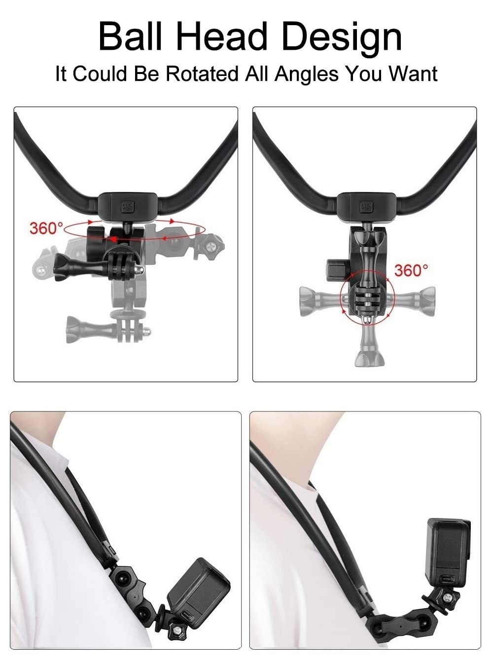 POV Neck Mount Necklace Holder Chest Strap for Smartphone GoPro AKASO DJI Action Camera and Smart Phone Video Record Accessories