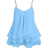 Fhniepan Womens Summer Babydoll Peplum Cami Tops Chiffon Ruffled Flowy Tank Top Sleeveless Trendy Casual Camisole
