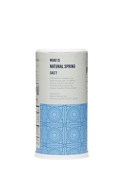 8.8OZ BODRUM CO. NATURAL SPRING SALT SHAKER – RARE UNREFINED MINERAL, MICROPLASTIC-FREE, 84 ESSENTIAL MINERALS, LOW SODIUM, KOSHER CERTIFIED, PURE AND CLEAN FOR COOKING & TABLE USE