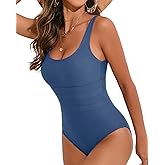Cromi One Piece Bathing Suit for Women Tummy Control Swimsuit Scoop Neck Square Back Monokini