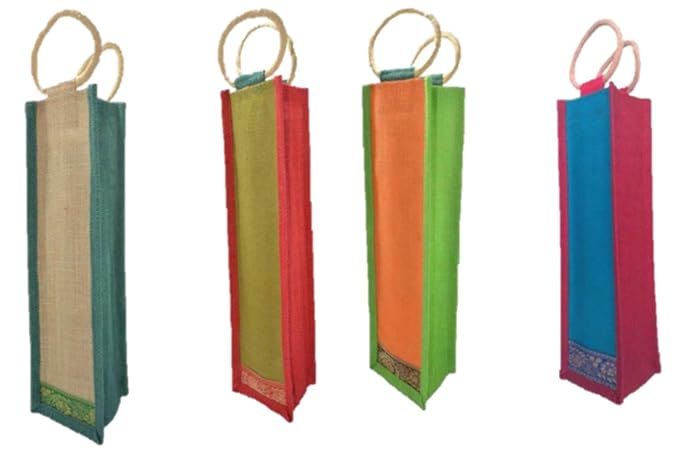 GREAN Combo Coloured Jute Bottle Bag-Set of 4