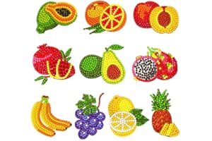 Fadgesy 5D Diamond Painting Stickers Kits for Kids Arts,Kids' Paint by Number Kits,Suitability Kids Art and Crafts for Kids Ages 4-12 (E3-Colorful Fruits 10pcs)