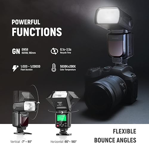 NEEWER Upgraded NW645II-C TTL Flash Speedlite, GN58 HSS Flashlight