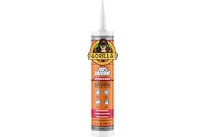 Gorilla 100% Silicone Caulk Kitchen & Bath Sealant, Mold Resistant, 10 oz. Cartridge, Clear