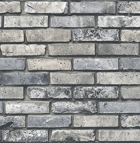 Brewster Wallcovering Co FD23288 Painted Brick Grey Brick Wallpaper,