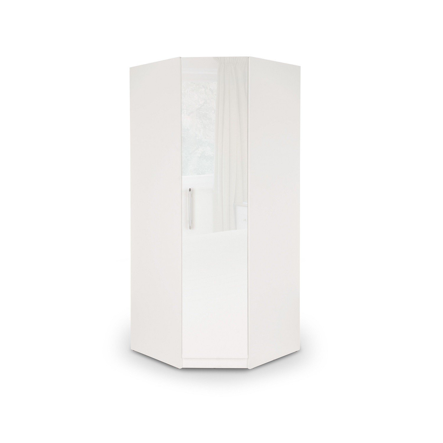 Connect Angel 1 Door Corner Wardrobe High Gloss White Amazon Co