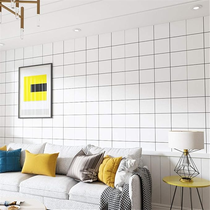 Papel pintado moderno minimalista enrejado cuadrado papel pintado no