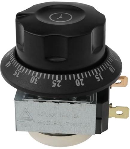 Timer contaminuti forno 60 minuti 15A 125V 16A 250V sezione D da 22mm Timer contaminuti forno 60 minuti 15A 125V 16A 250V sezione D da 22mm