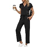 Glamaker Womens 2 Piece Summer Outfit Lounge Set Cap Sleeve Polo Top And Pant Set Tracksuit Travel Matching Outfit 2026