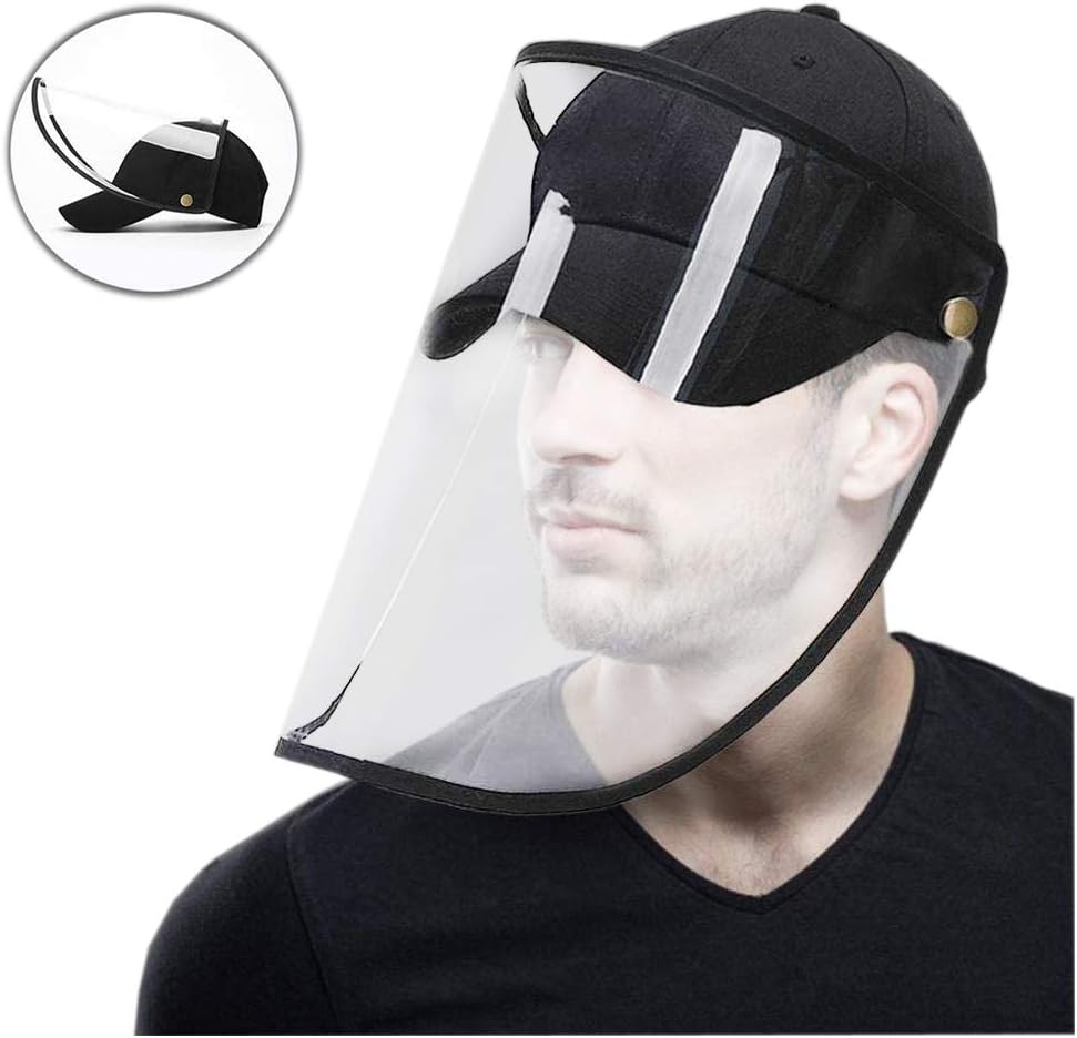Anti-Spitting Protective Baseball Cap with Safety Face Shield Men Women Dustproof Isolating Saliva Full Face Hat Outdoor Fisherman Hat Bucket Hat Anti UV Windproof Sun Hat for Camping Fishing Travel
