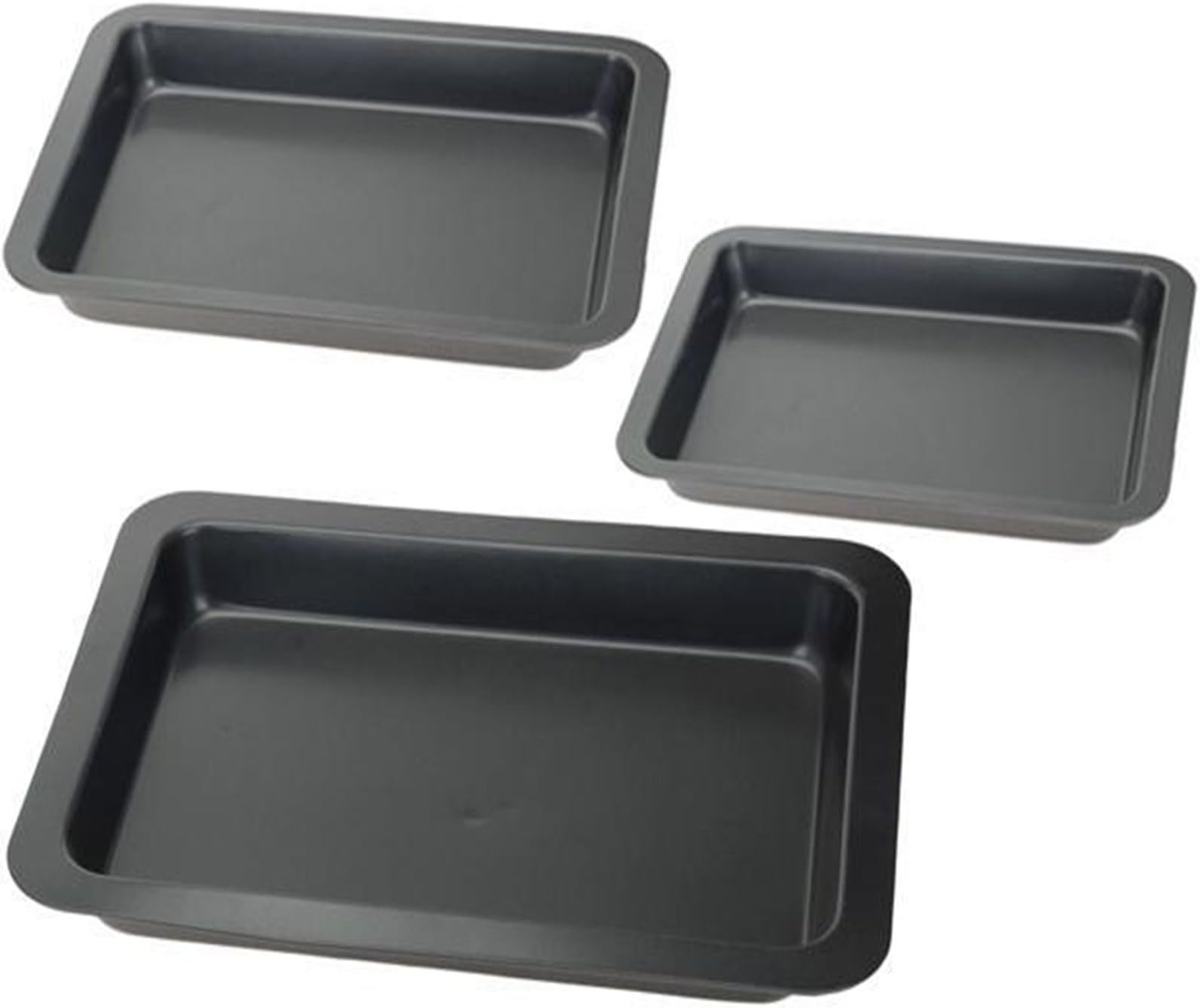 Set of 3 Rectangular Non Stick Carbon Steel Roasting Tray Oven Roaster Tins Baking Pan Can Dish