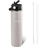 Cierto 24 oz Insulated Water Bottle with Straw, Stainless Steel Double Wall Vacuum Water Bottles with Leakproof Lid for Men Women, School Boys Girls, Fits in Car Cup Holder, Gym, Office, BPA Free -G