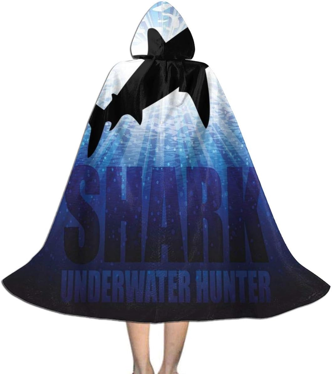 QBahoe Kids Cape Cloak with Hood Camo Camouflage Shark Underwater Hunter Unisex Magic Christmas Halloween Witch Party Hooded Vampires Wedding Cape Cloak