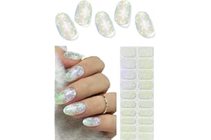 WAHRSHEI Semi Cured Gel Nail Strips, Snowflake 20pcs Adhesive UV Sticker, Wraps for Home Manicure DIY