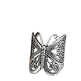 CZMZHFC Butterfly Wrap Rings,Butterfly Ring for Women, Adjustable Open Carved Texture Butterfly Ring,Vintage Metal Insects Knuckle Finger Rings,Cute Animal Ring,Statement Jewelry Gifts for Women