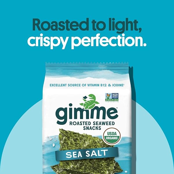 GIMME SEAWEED, ORGANIC ROASTED SEAWEED, (5G), NON-GMO & GLUTEN-FREE, SEA SALT, 0.17 OZ