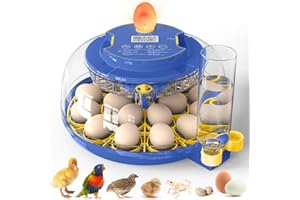 HOWOOIUA 18 Eggs Incubator for Hatching Eggs, Temp and Humidity Control, 360°View Auto Water Adding, Egg Candler Egg Turning Countdown Hatching Days Display Incubators (23-AGREEN) (18-Blue)