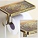 Votamuta Wholesale and Retail Antique Carving Toilet Roll Paper Rack wiht Phone Shelf Wall Mounted Bathroom Paper Holder and Hook
