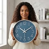 jomparis 12 Inch Silent Quartz Round Wall Clock Cerulean Blue Color view 3