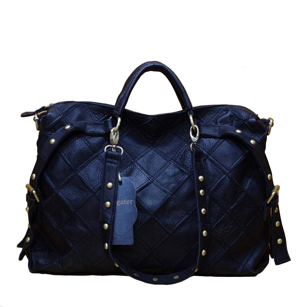 Segater® Women's Multicolor Tote Handbag Genuine Leather Color matching Design Hobo Crossbody Shoulder Bag Purses