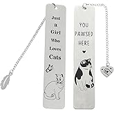 2PCS Cat Bookmarks, Cat Gifts for Women, Kitten Stainless Steel Book Marker, Funny Book Mark Cute Book Lover Gifts Thanksgiving Day Birthday Gifts for Women Men Teachers Friends (2pcs G)