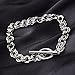 RUBYCA 20Pcs Toggle Clasp Silver Color Charm Rolo Bracelet Double Long Link Chain 20cm DIY Jewelry
