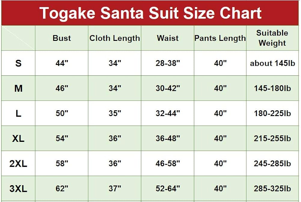 Togake Santa Suit Adults Men 11pcs Set Red Deluxe Classic Velvet Santa Claus Costume for Christmas Party Cosplay: Clothing