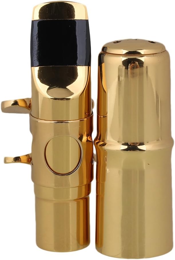 Yibuy#7 Golden Brass B-flat Soprano Saxophone Mouthpiece with Ligature Reed