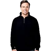 AFC Men's 1/4 Zip Pullover Suede Fleece Sweatshirt Seam pockets 2X 3X 4X (US, Alpha, 3X-Large, Regular, Regular, Black)