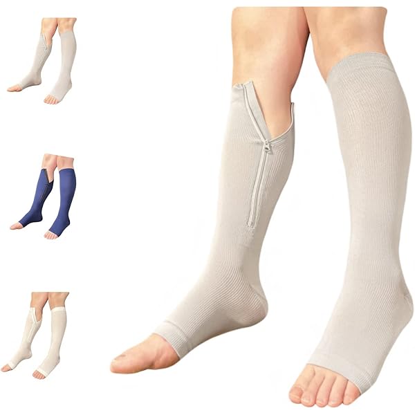 Ziperior Compression Socks - 8-15 MmHg, Closed Toe With Inside Leg Zipper